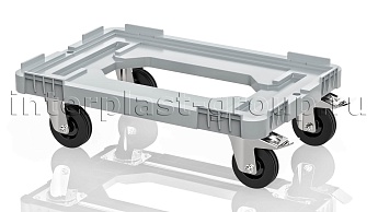 Тележка пластиковая с отверстием 2 колеса с тормозом усиленная серая в Магадане