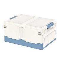 Ящик пластиковый складной белый, дно синее, 480х360х240 мм в Магадане Ящик пластиковый складной белый, дно синее, 480х360х240 мм в Магадане