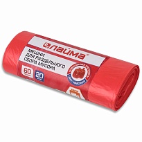 Мешки для мусора 60 л, красный, в рулоне 20 шт., ПНД, 10 мкм, 680х580 мм, LAIMA, 606702 в Магадане Мешки для мусора 60 л, красный, в рулоне 20 шт., ПНД, 10 мкм, 680х580 мм, LAIMA, 606702 в Магадане