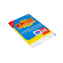 Мешки для мусора 20 л, с ручками, черные, в пачке 20 шт., ПНД, 10 мкм, 550х440 мм, Крепак, 4607075710085 в Магадане