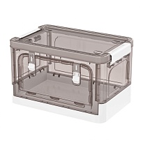Ящик пластиковый складной прозрачный коричневый, дно белое, 360х235х230 мм, с колесиками в Магадане
