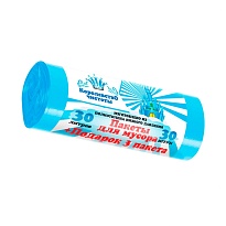 Мешки для мусора 30 л, голубые, в рулоне 30 шт. + 3 пакета в подарок, ПНД, 5 мкм, 560х480 мм, Королевство Чистоты, МК3964 (ПЭКЧ-30-30г) в Магадане