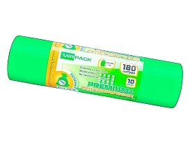 Мешки для мусора 180 л, ароматизированные, зеленые, в рулоне 10 шт., ПВД, 35 мкм, 1100х930 мм, PREMIUM+, 180105301 в Магадане