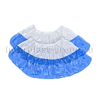 Бахилы бело-синие 1000 шт (500 пар), 48 мкм, двойная подошва, с одной резинкой, Эконом+ в Магадане