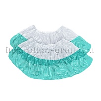 Бахилы бело-бирюзовые 1000 шт (500 пар), 48 мкм, двойная подошва, с одной резинкой, Эконом+ в Магадане