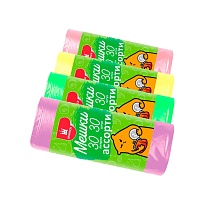 Мешки для мусора 30 л, ассорти, в рулоне 30 шт., ПНД, 5 мкм, 560х480 мм, Эконом, МЭ8716 в Магадане