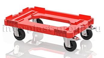 Тележка пластиковая с отверстием 2 колеса с тормозом красная в Магадане