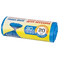 Мешки для мусора 90 л, синие, в рулоне 20 шт., ПНД, 14 мкм, 900х700 мм, LAIMA ULTRA, 607693 в Магадане