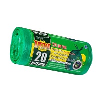 Мешки для мусора 20 л, биоразлагаемые, с ручками, черные, в рулоне 30 шт., ПНД, 10 мкм, 550х440 мм, Крепак, 4607075710047 в Магадане