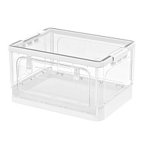 Ящик пластиковый складной прозрачный, дно белое, 360х235х230 мм, с колесиками в Магадане
