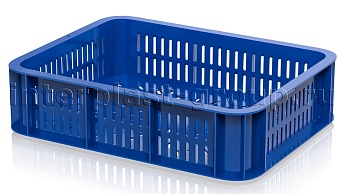 Ящик (лоток) кондитерский перфорированный синий в Магадане Ящик (лоток) кондитерский перфорированный синий в Магадане