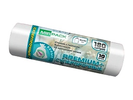 Мешки для мусора 180 л, ароматизированные, белые, в рулоне 10 шт., ПВД, 35 мкм, 1100х930 мм, PREMIUM+, 180105302 в Магадане