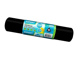 Мешки для мусора 240 л, черные, в рулоне 10 шт., ПВД 80 мкм, 1300х930 мм, EXPORT, exp 24010167 в Магадане