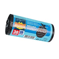 Мешки для мусора 30 л, с ушками, черные, в рулоне 30 шт., ПНД, 9 мкм, 600х500 мм, Крепак, 4607075710450 в Магадане Мешки для мусора 30 л, с ушками, черные, в рулоне 30 шт., ПНД, 9 мкм, 600х500 мм, Крепак, 4607075710450 в Магадане
