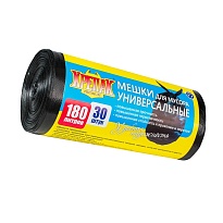 Мешки для мусора 180 л, черные, в рулоне 30 шт., ПНД, 20 мкм, 1150х800 мм, Крепак, 4607075710139 в Магадане Мешки для мусора 180 л, черные, в рулоне 30 шт., ПНД, 20 мкм, 1150х800 мм, Крепак, 4607075710139 в Магадане