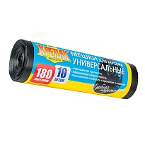 Мешки для мусора 180 л, черные, в рулоне 10 шт., ПНД, 20 мкм, 1150х800 мм, Крепак, 4607075710481 в Магадане
