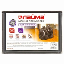 Мешки для мусора 240 л, черные, в пачке 5 шт., ПВД 60 мкм, 1400х900 мм, LAIMA, 601394 в Магадане Мешки для мусора 240 л, черные, в пачке 5 шт., ПВД 60 мкм, 1400х900 мм, LAIMA, 601394 в Магадане