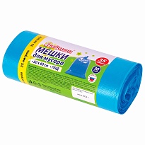Мешки для мусора 35 л, синие, в рулоне 30 шт., ПНД, 10 мкм, 600х500 мм, Любаша, 608091 в Магадане