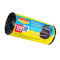 Мешки для мусора 120 л, черные, в рулоне 30 шт., ПНД, 15 мкм, 1100х700 мм, Крепак, 4607075710122 в Магадане