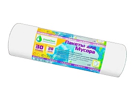 Мешки для мусора 30 л, белые, в рулоне 20 шт., ПНД, 7 мкм, 600х500 мм, MIRPACK Classik, 302042 в Магадане Мешки для мусора 30 л, белые, в рулоне 20 шт., ПНД, 7 мкм, 600х500 мм, MIRPACK Classik, 302042 в Магадане