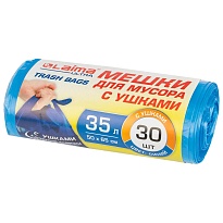 Мешки для мусора 35 л, с ушками, синие, в рулоне 30 шт., ПНД, 11 мкм, 650х500 мм, LAIMA ULTRA, 607684 в Магадане Мешки для мусора 35 л, с ушками, синие, в рулоне 30 шт., ПНД, 11 мкм, 650х500 мм, LAIMA ULTRA, 607684 в Магадане
