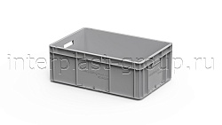 Евроконтейнер открытые ручки/усиленное дно 600х400х220 серый