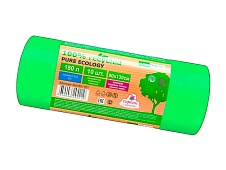 Мешки для мусора 180 л, ароматизированные, биоразлагаемые, зеленые, в рулоне 10 шт., ПВД, 40 мкм, 1300х930 мм, PURE ECOLOGY, bio1801081
