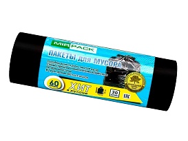 Мешки для мусора 60 л, ароматизированные, черные, в рулоне 20 шт., ПНД, 8 мкм, 800х600 мм, ХИТ, 6020867 в Магадане