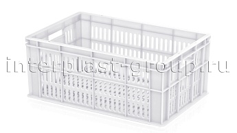Ящик для молока, мяса, овощей и фруктов большая перфорация дно сплошное белый в Магадане Ящик для молока, мяса, овощей и фруктов большая перфорация дно сплошное белый в Магадане